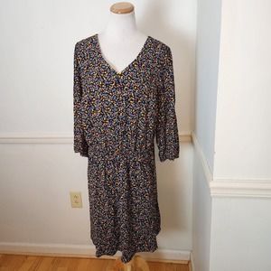 New Market & Spruce Stitch Fix Isabel Vneck Dress 1X Womens Floral 3/4 Sleeve